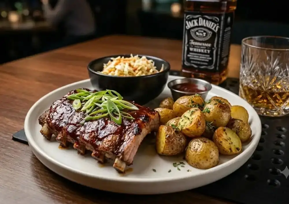 Słynne Żeberka Jack Daniel's z ziemniaczkami i surówką